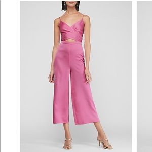 Express Pink Satin Jumpsuit